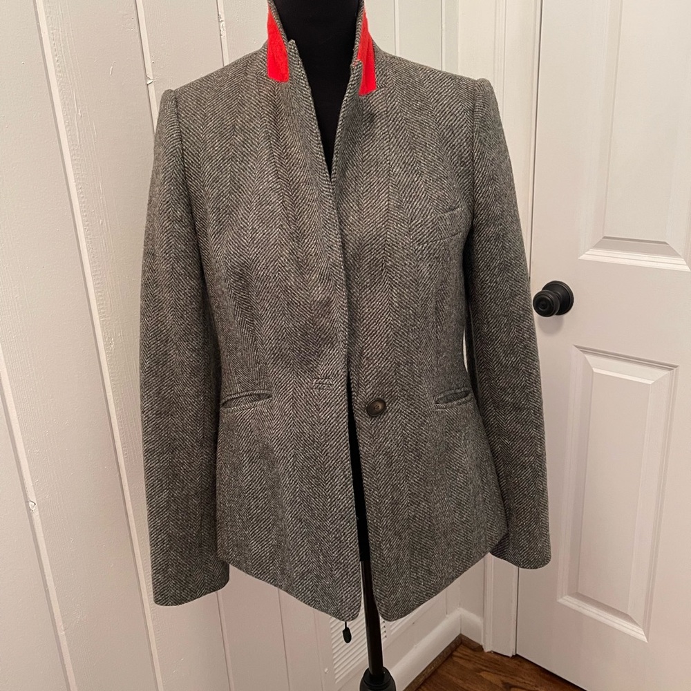 Boden British Tweed blazer with Red Accents and London toile lining